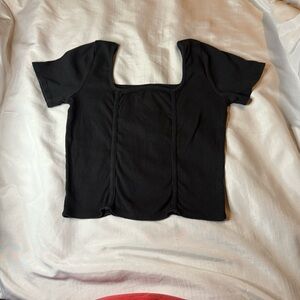 Elegant Black Square Neck Crop Top